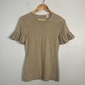 Autumn Cashmere cashmere silk tan metallic puff sleeve sweater size small